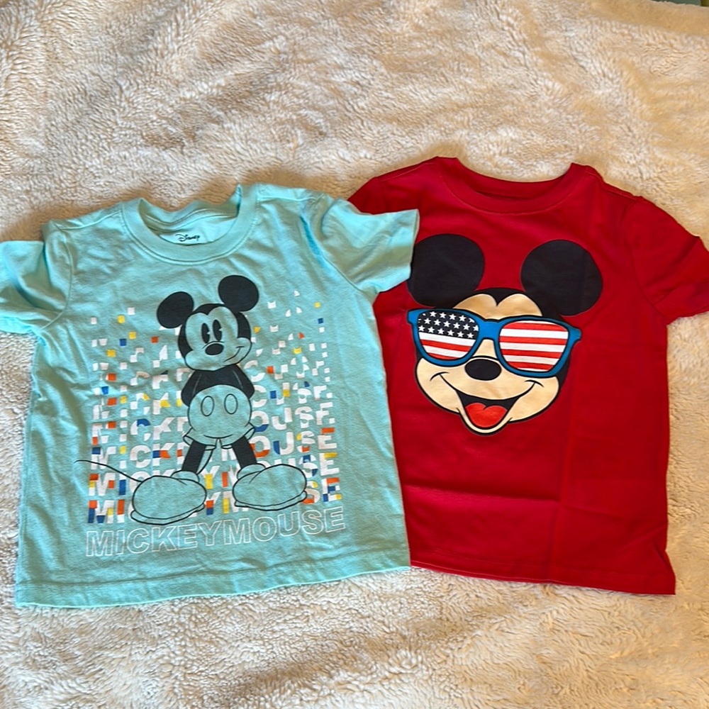 NWT 2 shirt bundle 5T Disney Mickey Mouse Tees Red and Blue Short Sleeve